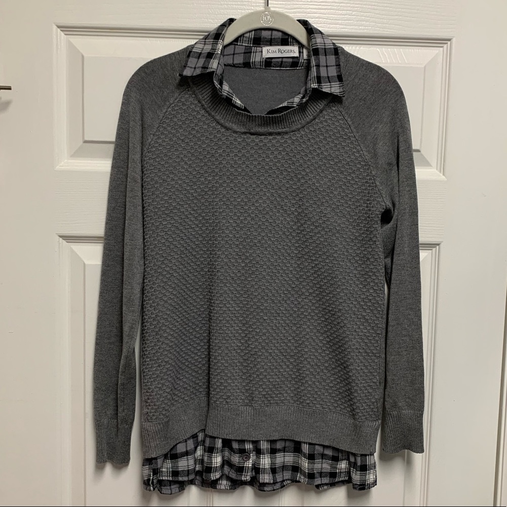 Gray Faux Layered Sweater Size S